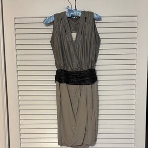 Yigal Azrouel Gray and Black Midi Dress